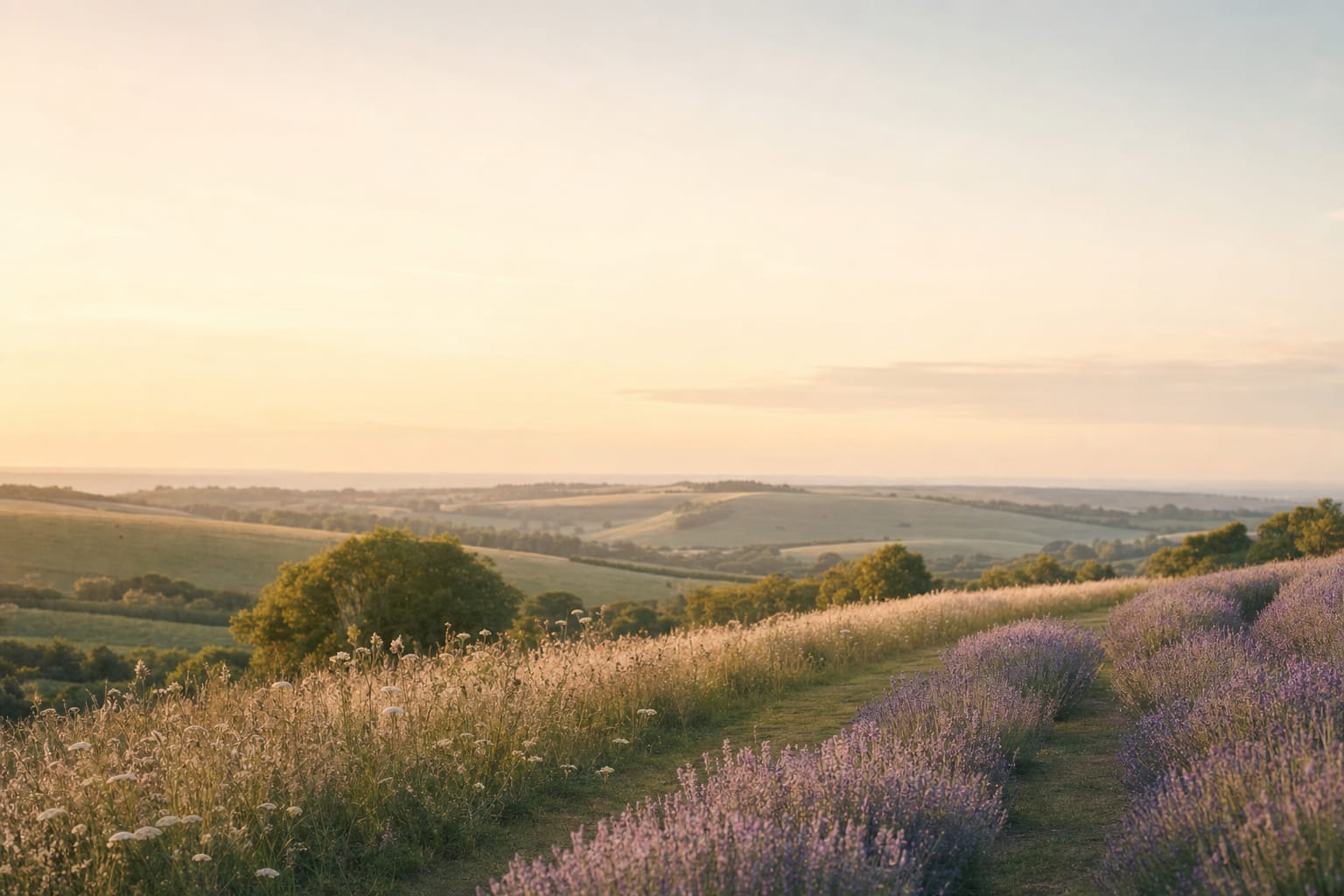 The Hampshire countryside at golden hour